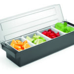 Gyümölcstartó, darabolt gyümölcsnek műanyag, 4 fakkos