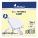 Öntapadó jegyzettömb 75x75 mm, 100 lap, VICTORIA OFFICE sárga